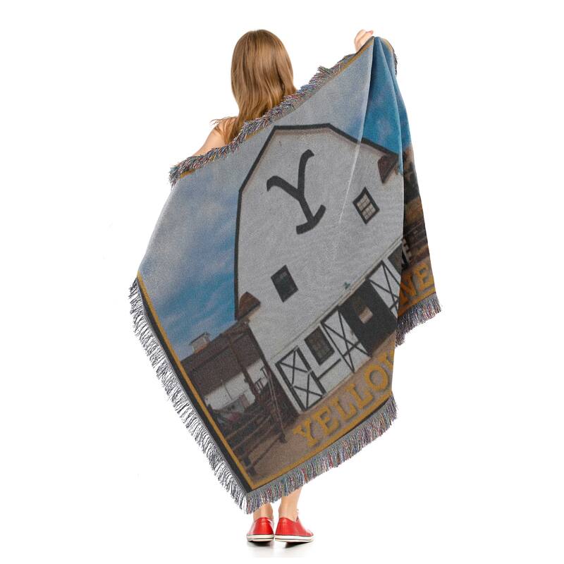 Yellowstone Dutton Barn Woven Tapestry Throw Blanket