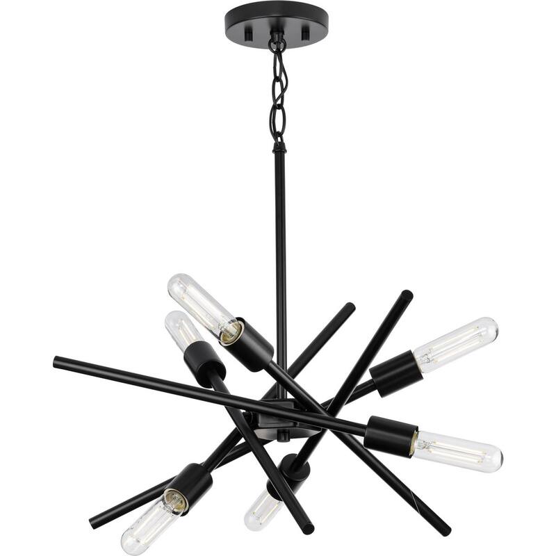 Astra Collection 6-Light 22 in. Matte Black Modern Chandelier - Medium