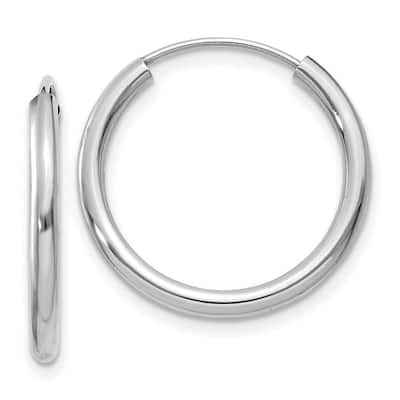 Curata 14k White Gold 2x17mm Polished Endless Hoop Earrings