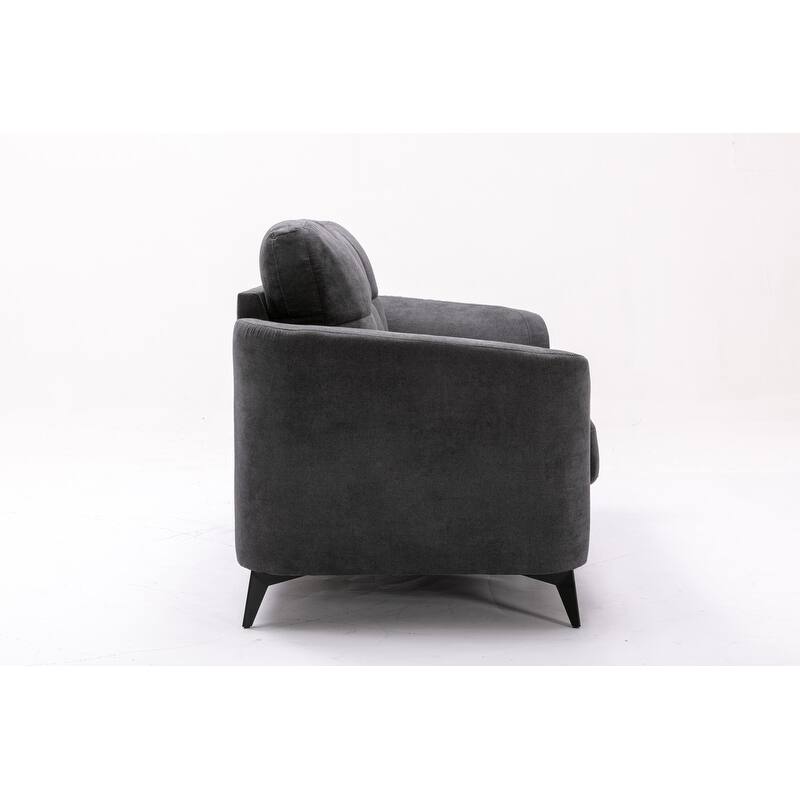 Woven Fabric Loveseat Sofa, Couch Settee with Tufted Cushions, 2 Seater Sofa with Pocket Coil Seating and Metal Legs