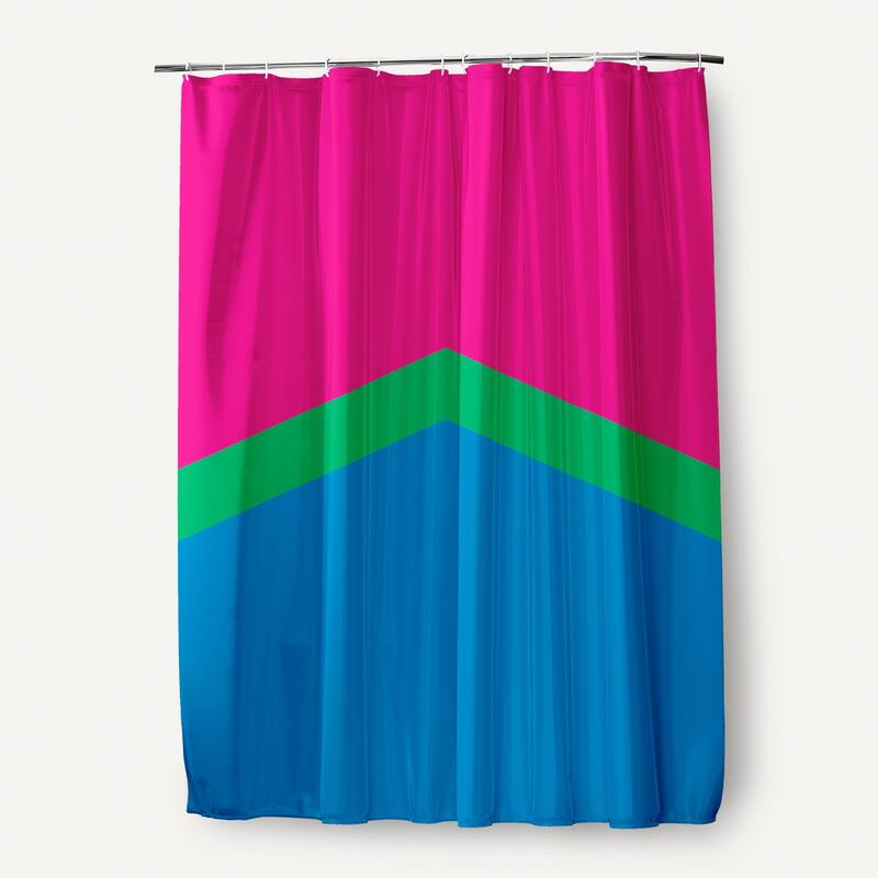 Inclusive Pride Flag Durable Poly Shower Curtain - Polysexual Chevron