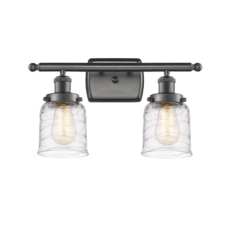 Innovations Lighting Ballston Urban Bell - 2 Light 16" Bath Vanity Light - Deco Swirl/Oil Rubbed Bronze