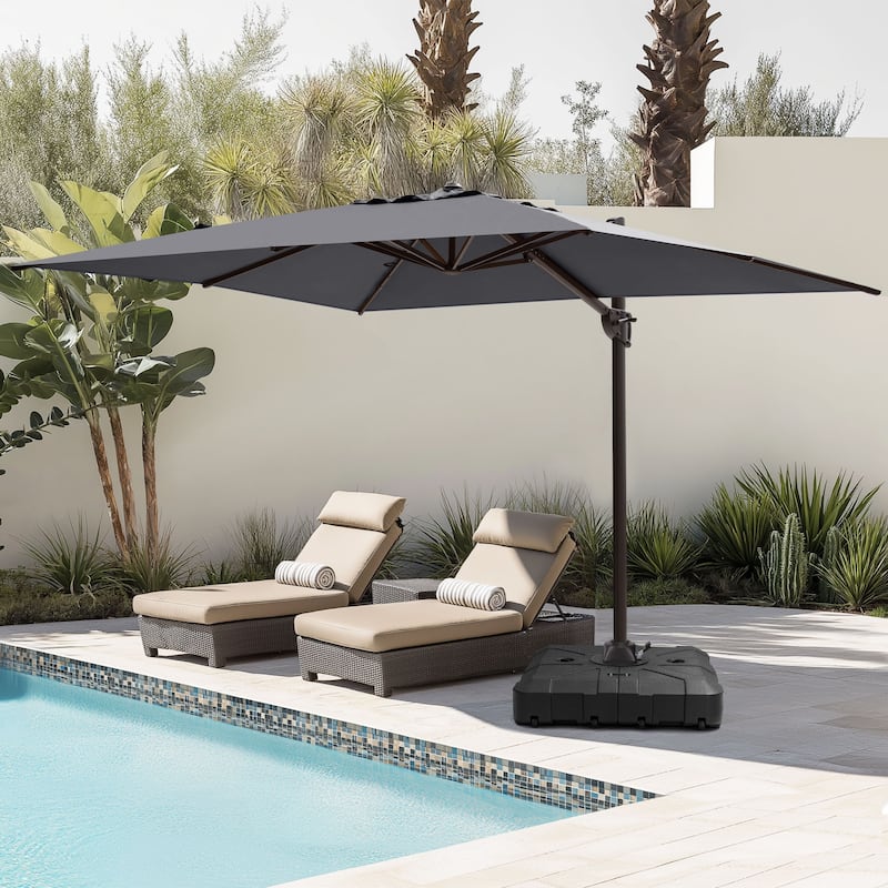 Pellebant 9 FT x 12 FT Outdoor Patio Cantilever-Offset Umbrella with Base
