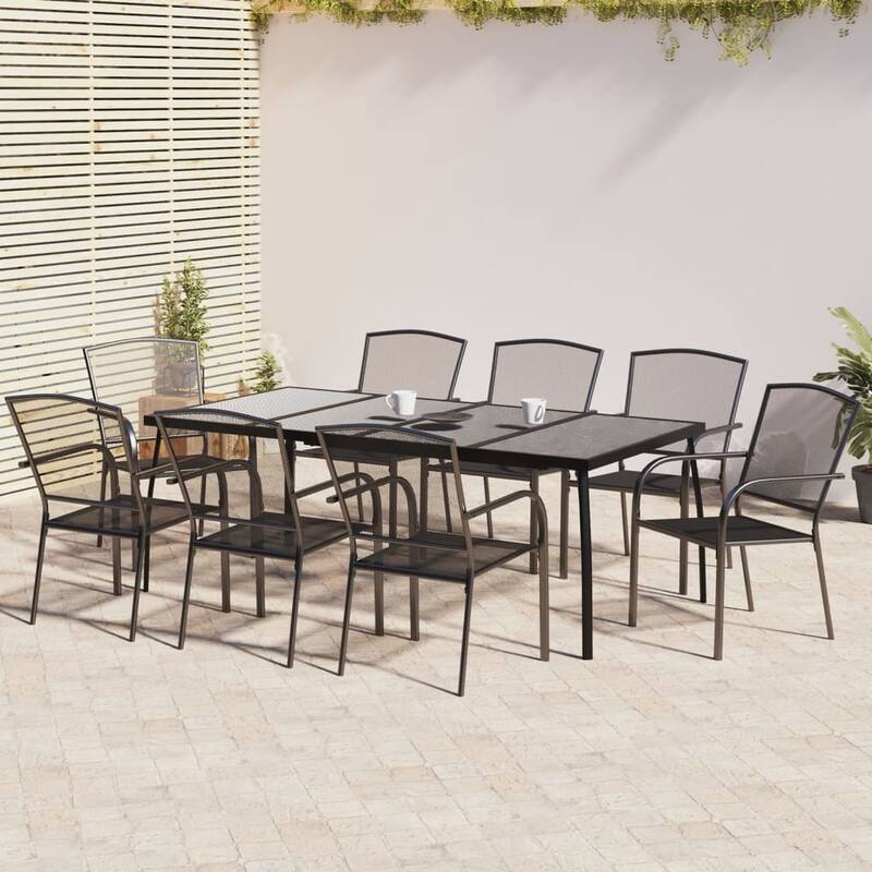 vidaXL Garden Dining Set Anthracite Steel - Anthracite 78.8" table length