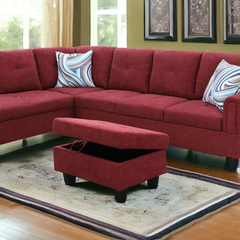 KISRAIS 28.5" Wide Upholstered Storage Ottoman