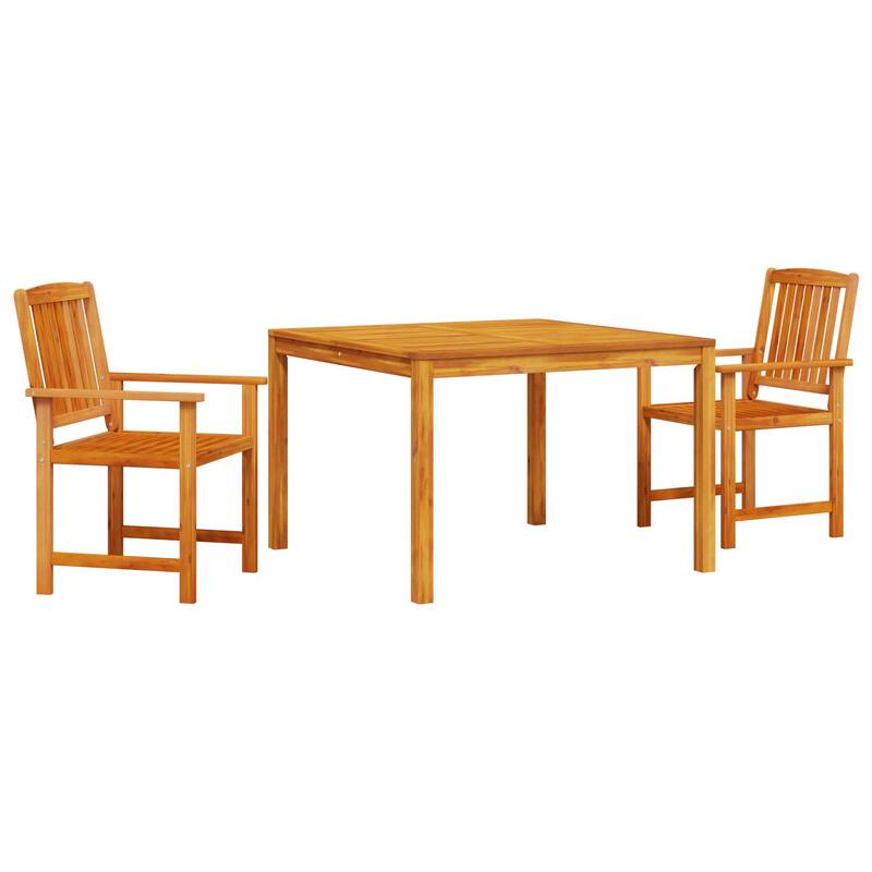 vidaXL Outdoor Dining Set Set of 3 Brown Solid Acacia Wood 2-Seater - 43.3 x 43.3 x 29.5