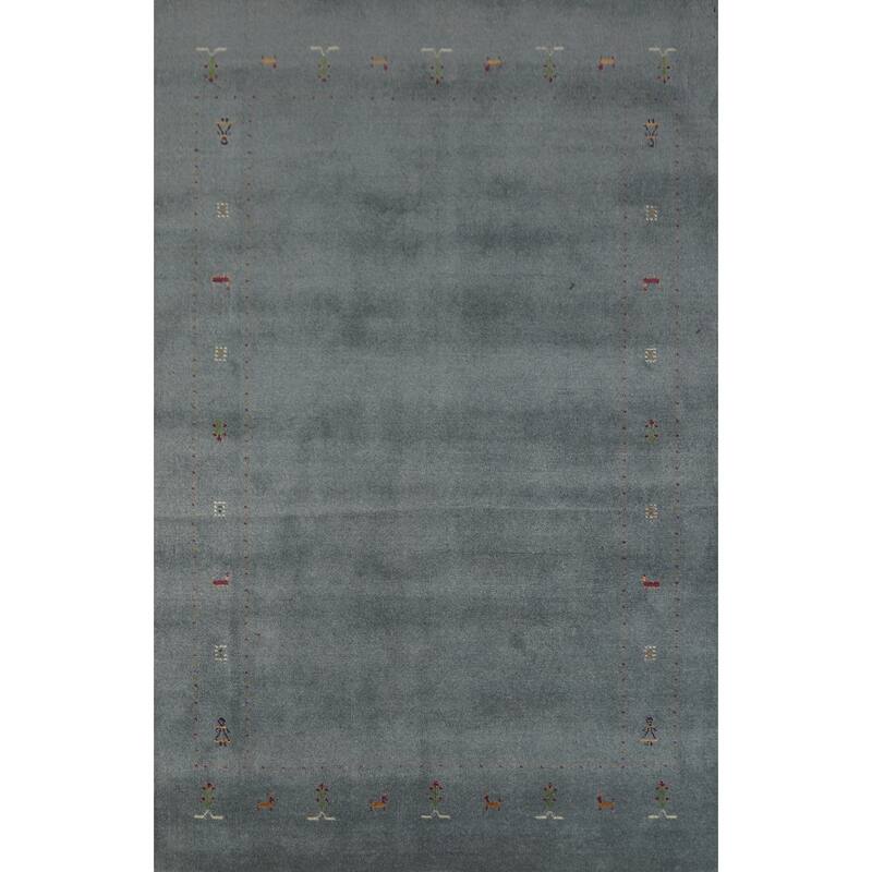 Hand Knotted Oriental 100% Wool Carpet Tribal Tribal Greys & Charcoal Gabbeh Area Rug - 7' 10'' X 4' 10''