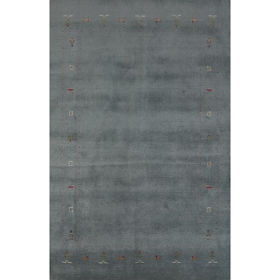 Hand Knotted Oriental 100% Wool Carpet Tribal Tribal Greys & Charcoal Gabbeh Area Rug - 7' 10'' X 4' 10''