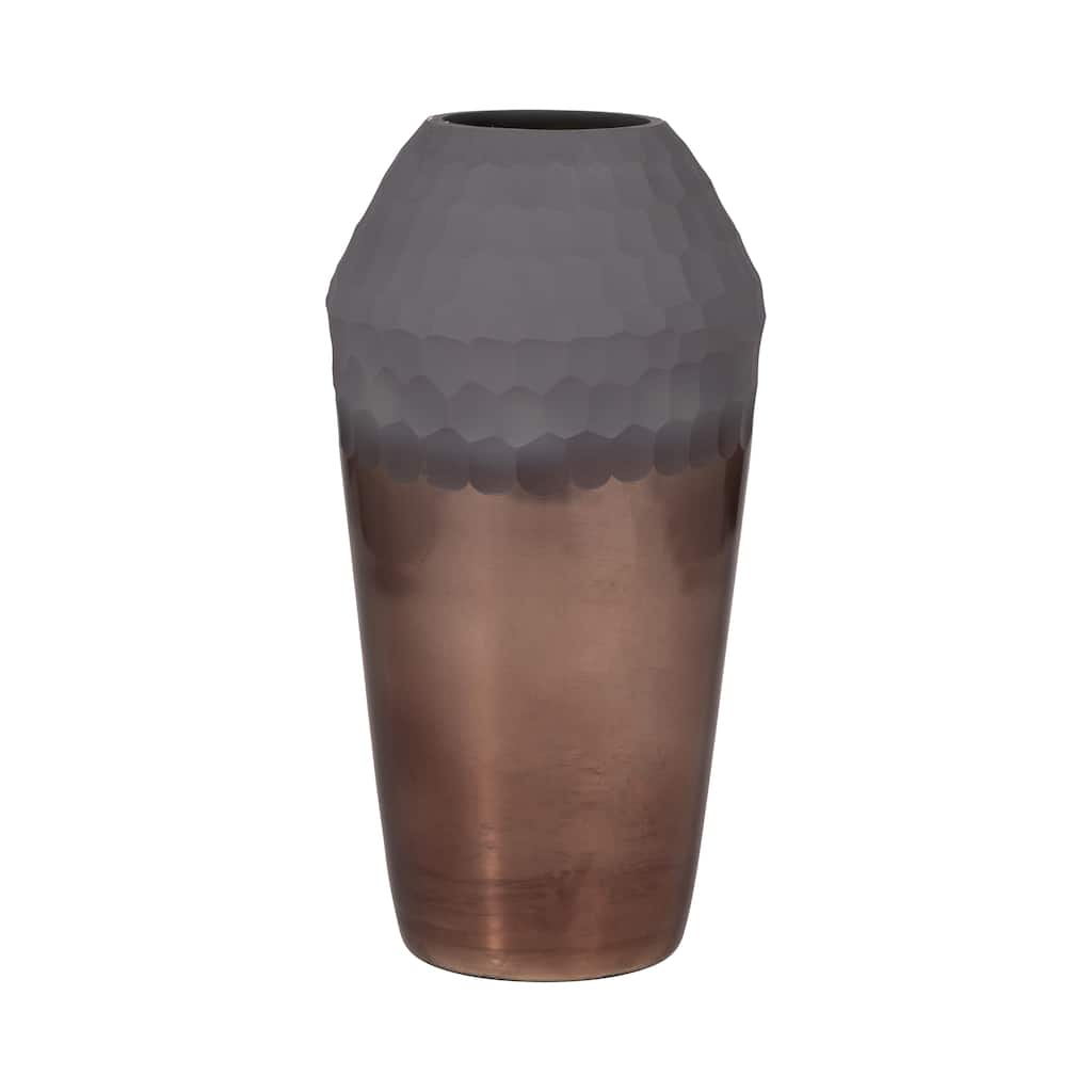 Sagebrook Home Glass Metallic Cylinder Hammered 2Tone Handcut Vase