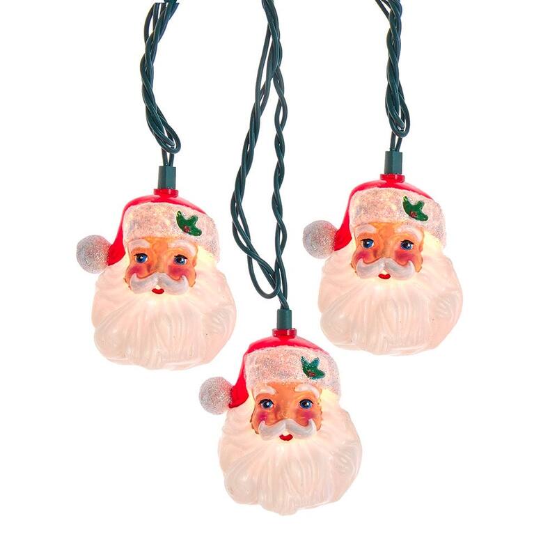 Kurt Adler UL 10-Light Santa Head Light Set - N/A