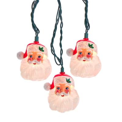 Kurt Adler UL 10-Light Santa Head Light Set - N/A