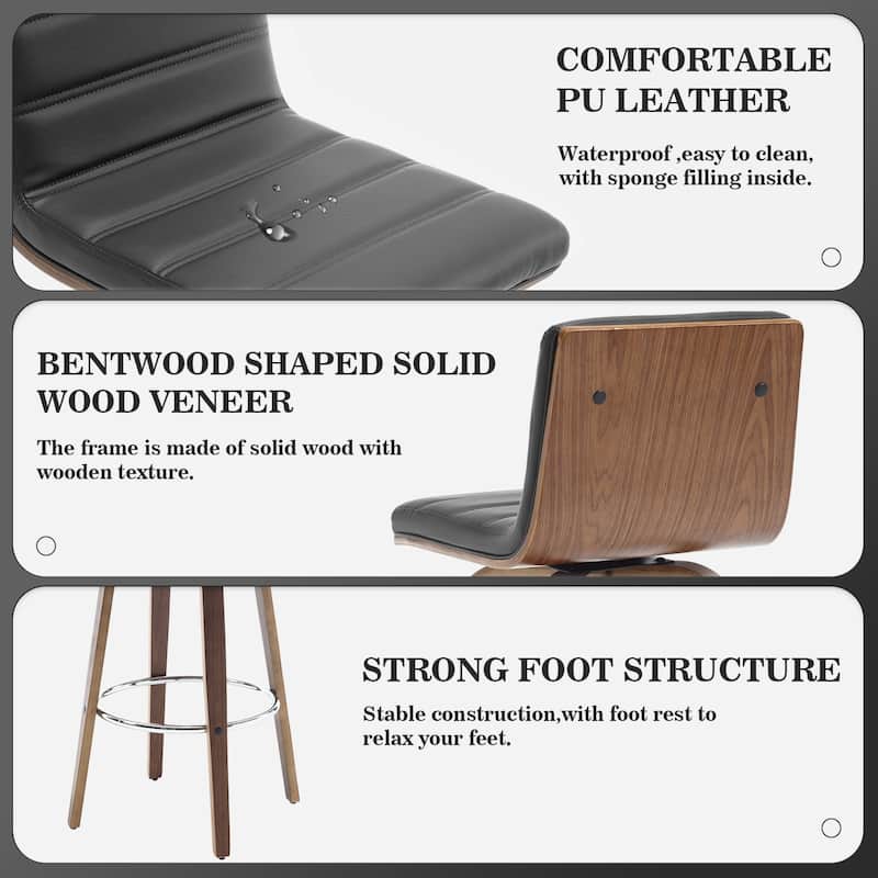 Faux Leather Upholstered Swivel Bar Stools, Counter Stool