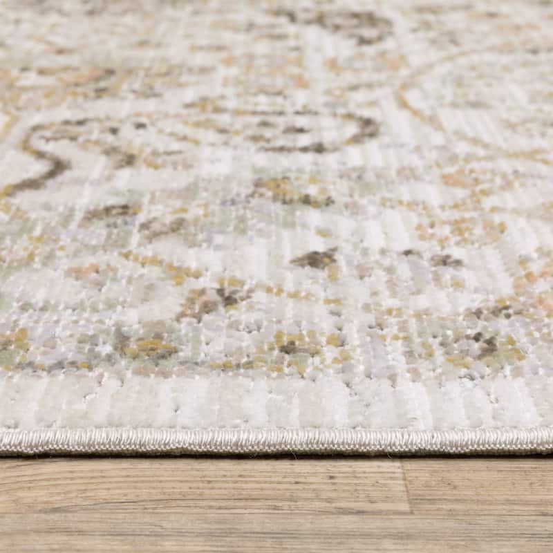 Calliope Textural Distressed Traditional Ivory/ Gold Area Rug