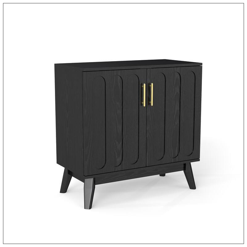 Mid Century Modern Fluted Sideboard Cabinet with Adjustable Shelves
