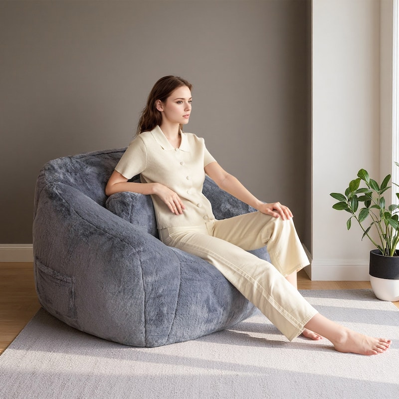 Giant Bean Bag Sofa Chair with a Pillow