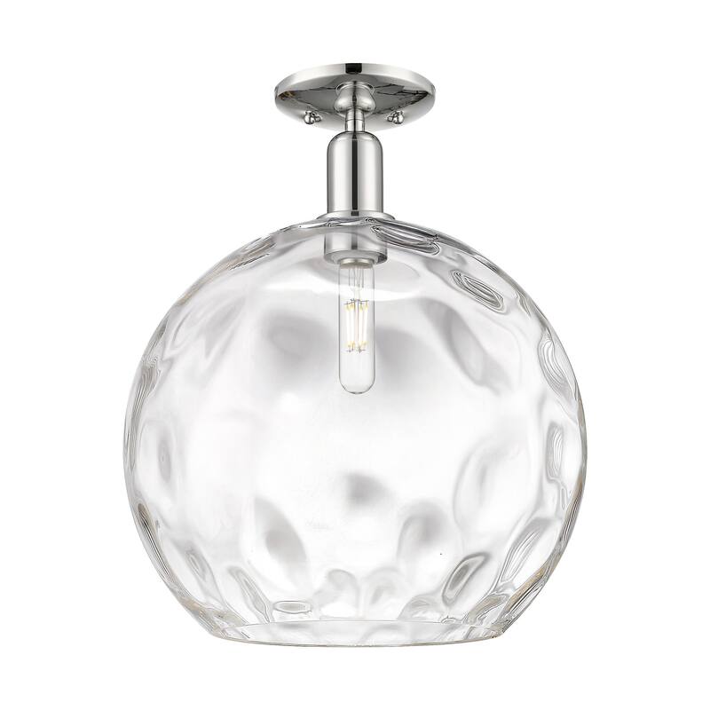 Innovations Lighting 716-1C-17-14 Athens Water Glass Semi-Flush Athens - Polished Nickel / Clear Water Glass