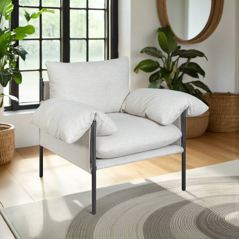 Bloom Modern Industrial Accent Chair - Soft Oat