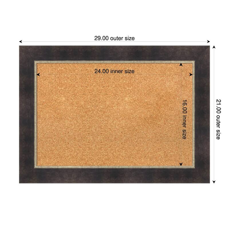 Odin Antique Bronze Wood Framed Cork Board - Bulletin Board, Organization Board, Pin Board - Natural - 29 x 21 in