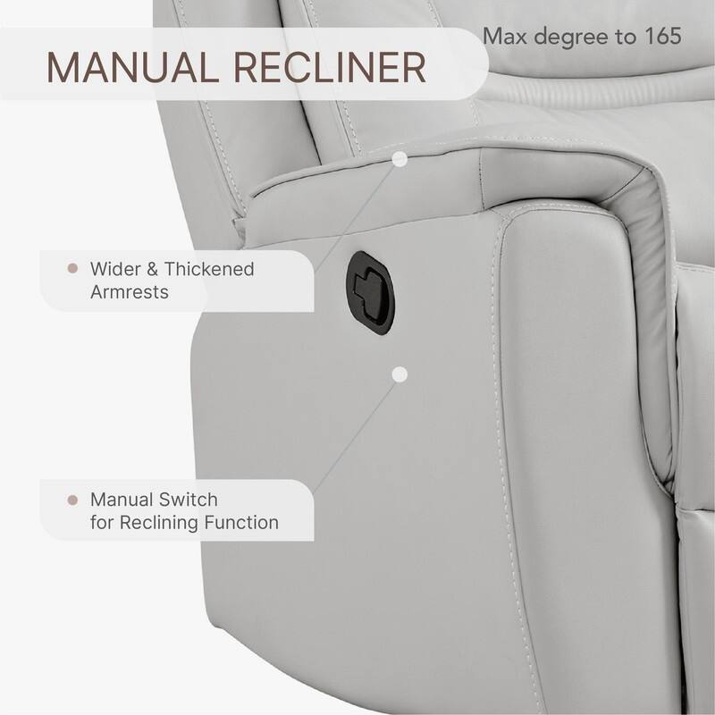 Spruce & Spring Alexis Swivel Manual Recliner Faux Leather Glider Recliner