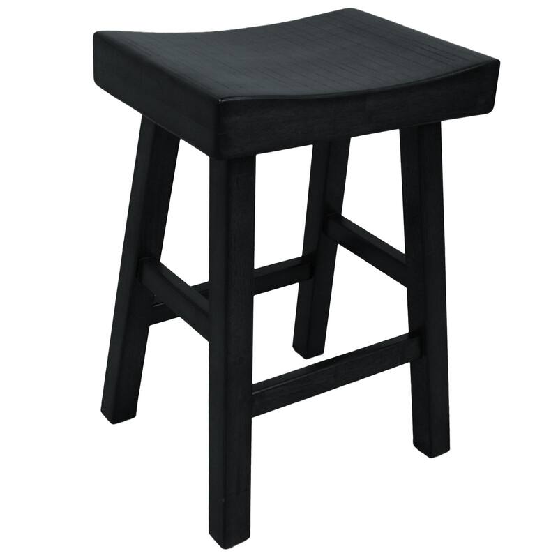 25" Black Counter Stool with Saddle Seat
