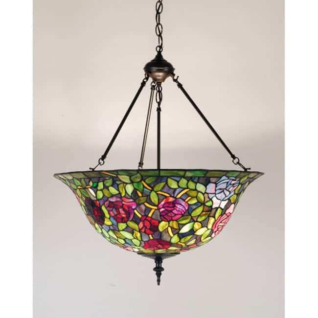 Meyda Tiffany 3 Light 24" Wide Pendant with Handmade Shade - Mahogany Bronze