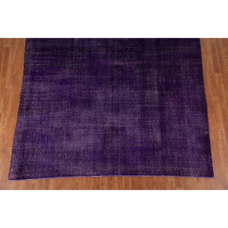 Purple Anatolian Turkish Vintage Area Rug Handmade Wool Carpet - 8'0" x 11'5"