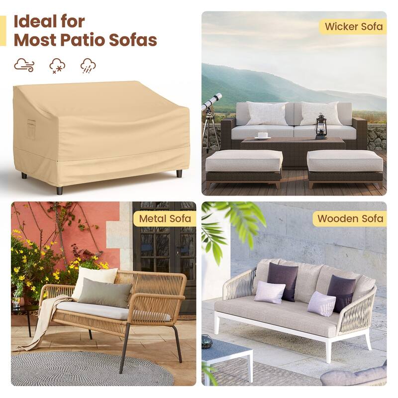 Gymax Patio Loveseat Cover 2-Seater Waterproof Deep Sofa Cover w/