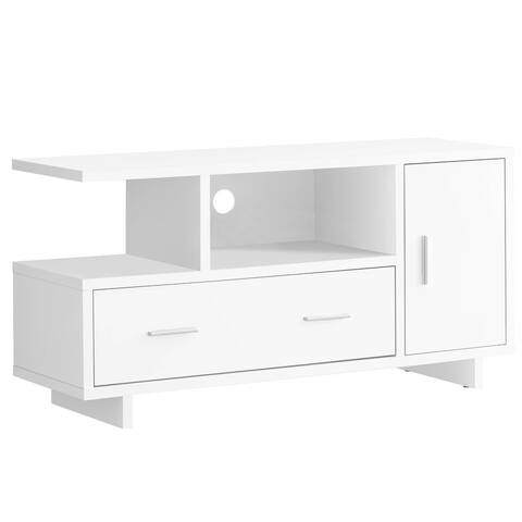 Offex 48"L Contemporary TV Stand with Storage Cubbies - White - 47.25"x 15.5"x 23.75"