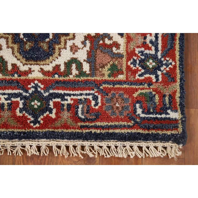 Navy Blue Heriz Serapi Indian Accent Rug Handmade Wool Carpet - 2'0" x 3'0"
