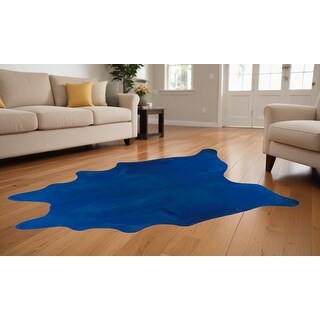 84x72 Rug HomeRoots 6' X 7' Cobalt Cowhide Hand Knotted Area Rug - 84' X '72' X ...