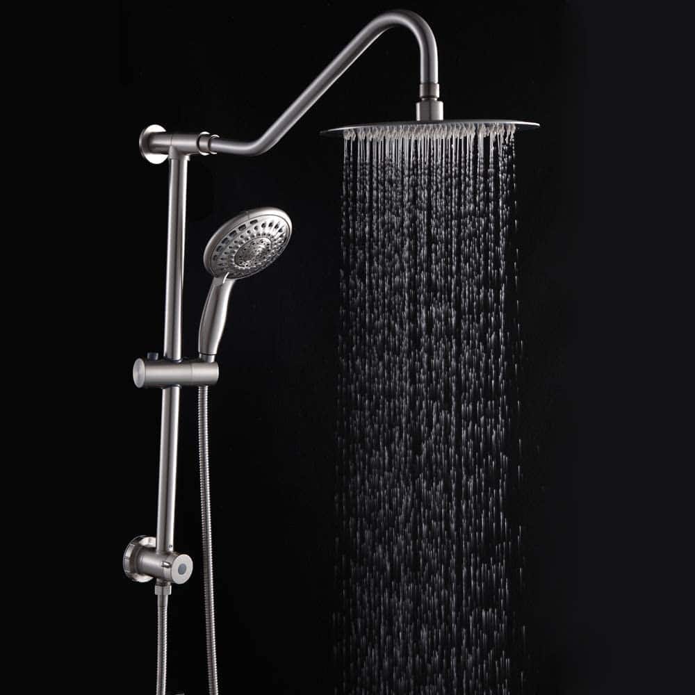 10-inch Brushed Satin Dual Shower Head with Handheld