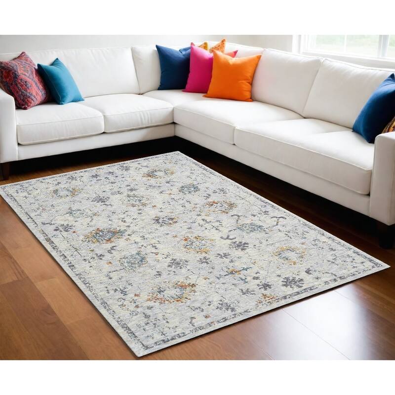 Kinal Floral Traditional Woven Area Rug By HomeRoots - 144' X '108' X '0.24 - Lavender/Ivory - Rectangle