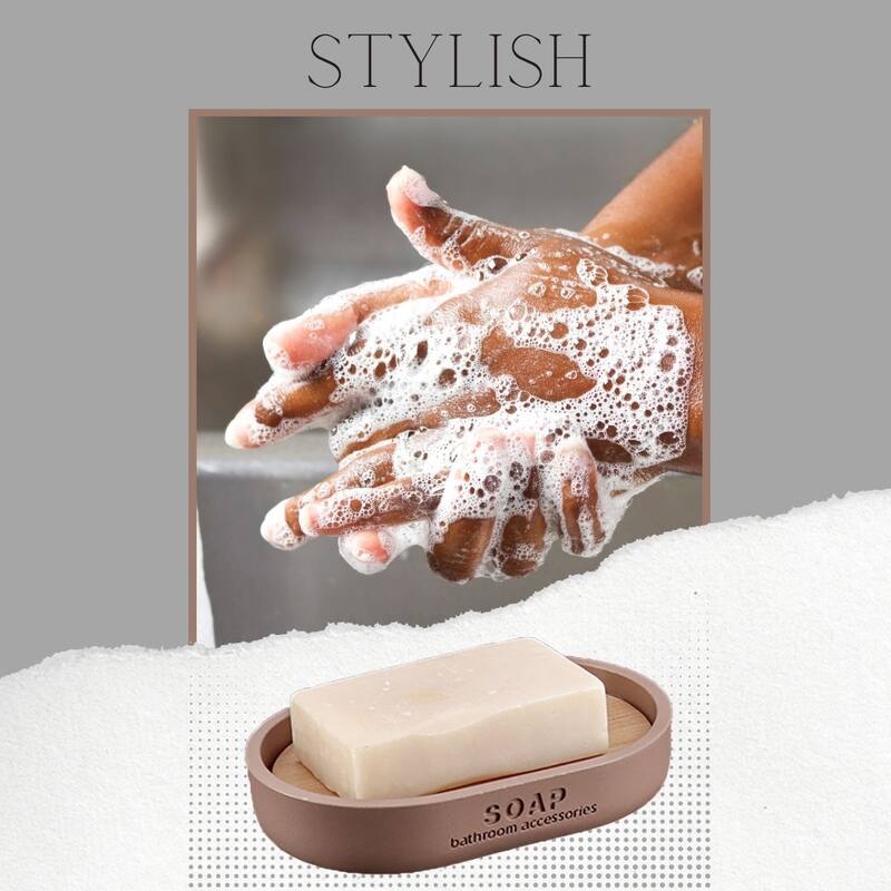 Chic Polyresin Soap Dish with Draining Bamboo Insert - 5 L x 3.4 W x 1 H