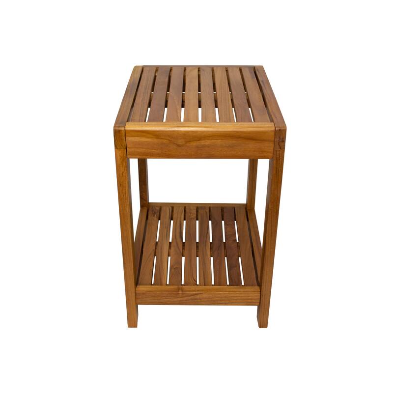 Nordic Style Oiled Teak Spa Bench with Shelf – 18″ - N/A
