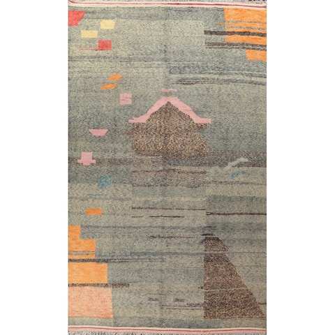Modern Abstract Moroccan Oriental Wool Area Rug Hand-knotted Carpet - 9'8" x 14'11"