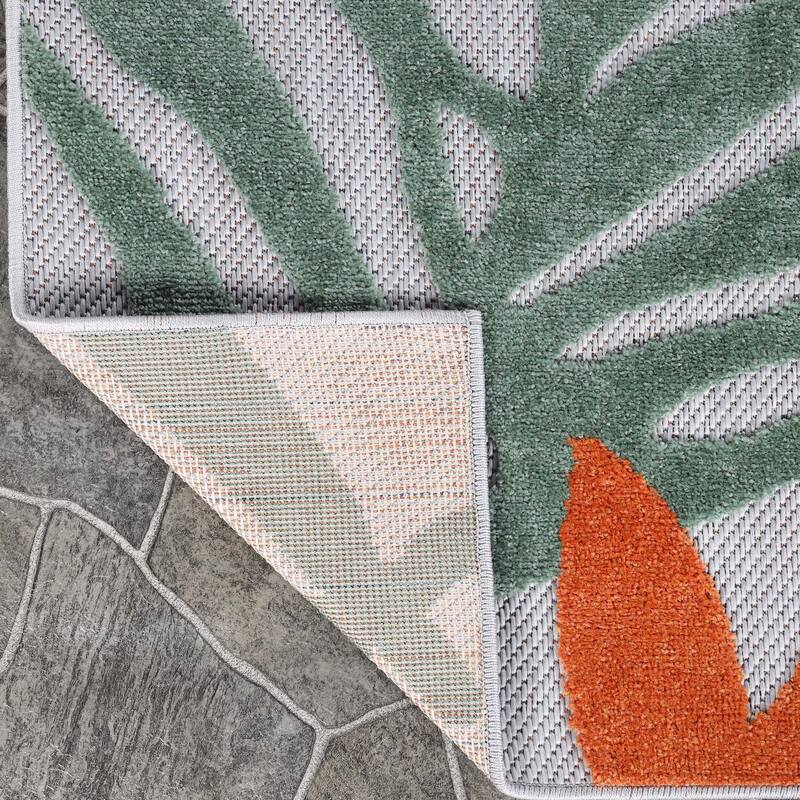 Superior Waikiki Modern Oversized Tropical Leaves Coastal Indoor Outdoor Area Rug
