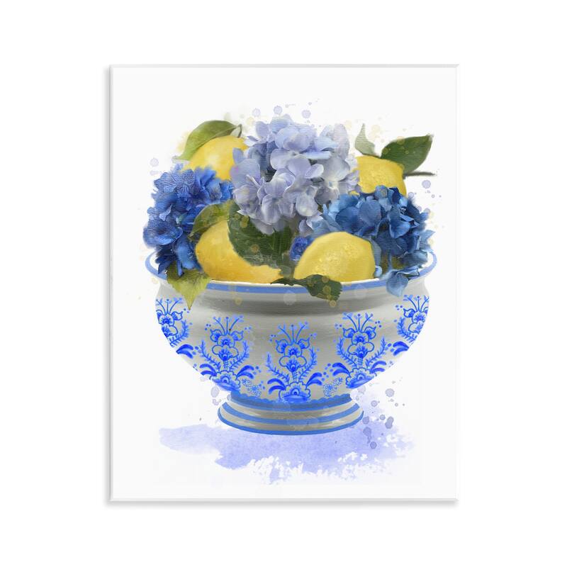 Stupell Hydrangea & Lemon Bowl Wall Plaque Art Design By Matthew Piotrowicz - 11 x 14