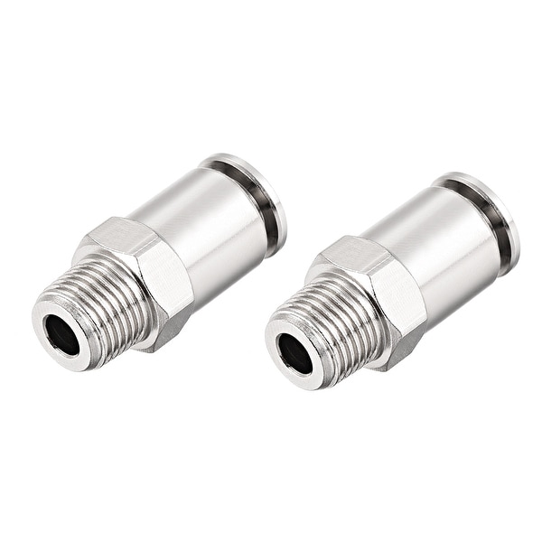 6mm Tube to 1/8NPT Push Lock Fitting,Brass Nickel Plated Quick Tube Fitting 2pcs