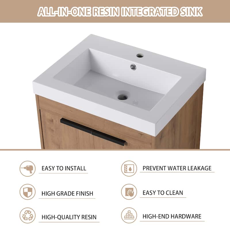Beingnext 24"/30"/36" Bathroom Vanity with Sink, Floating Bathroom Vanity with 2 Soft Close Doors