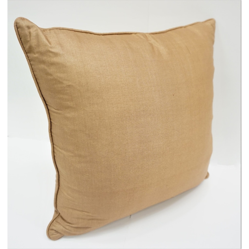 Home&Manor Premium Silk Throw Pillow 18" Tan