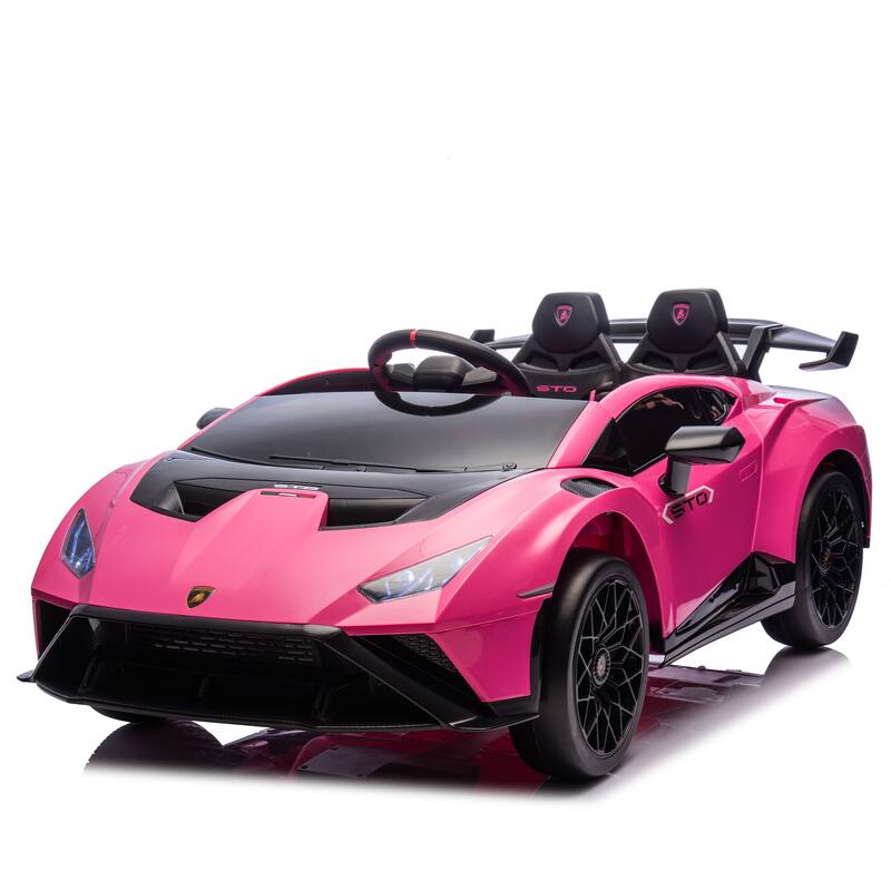 Lamborghini Huracan Sto 24V Kids Electric Ride-On Drift Car:Speeds 1.86-5.59 MPH,Ages 3-8, Foam Front Wheels,Drift Feature