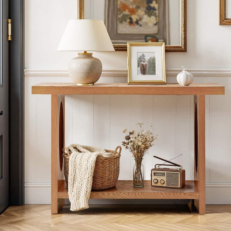 47.24" Solid Wood Veneer Console Table Entryway Sofa Table - 31.5"H x 47.24"L x 13.78"W