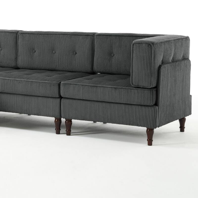 4-Piece 98" W Upholstered Modular Corduroy Sectional Sofa