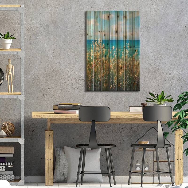 Flowers at the Coast II Print On Wood by Tim OToole - Multi-Color