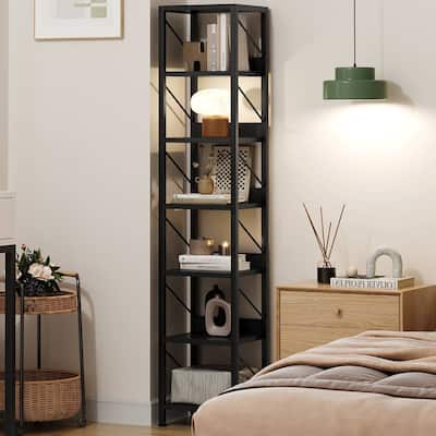 6 Tier Freestanding Narrow Tall Bookshelf for Living Room