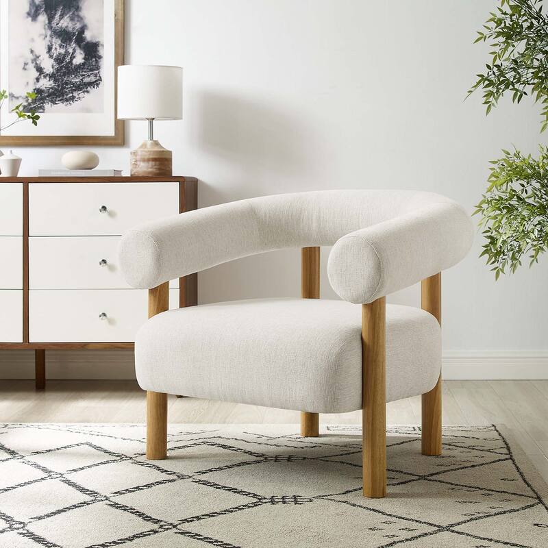 Sable Upholstered Fabric Armchair - Ivory Natural