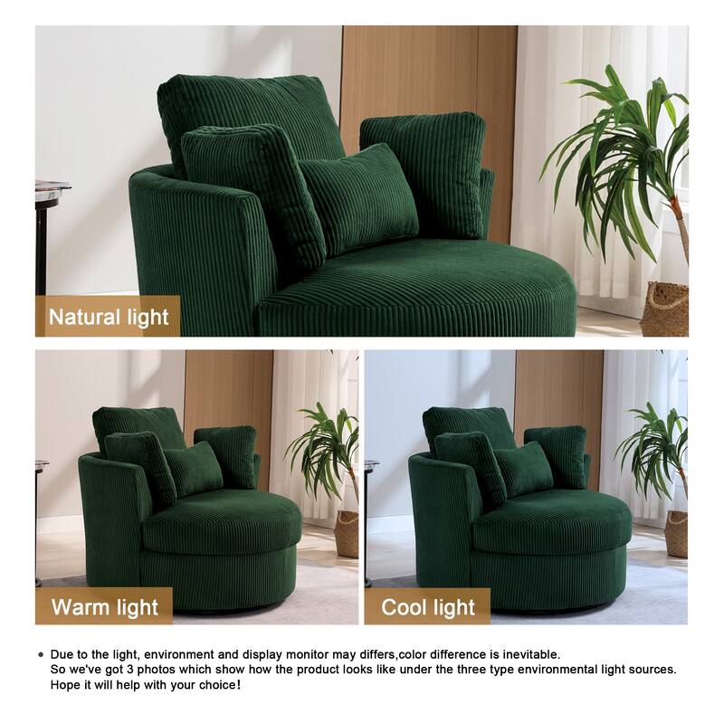 Upholstered Accent Swivel Barrel Armchair Club Chair with Pillows