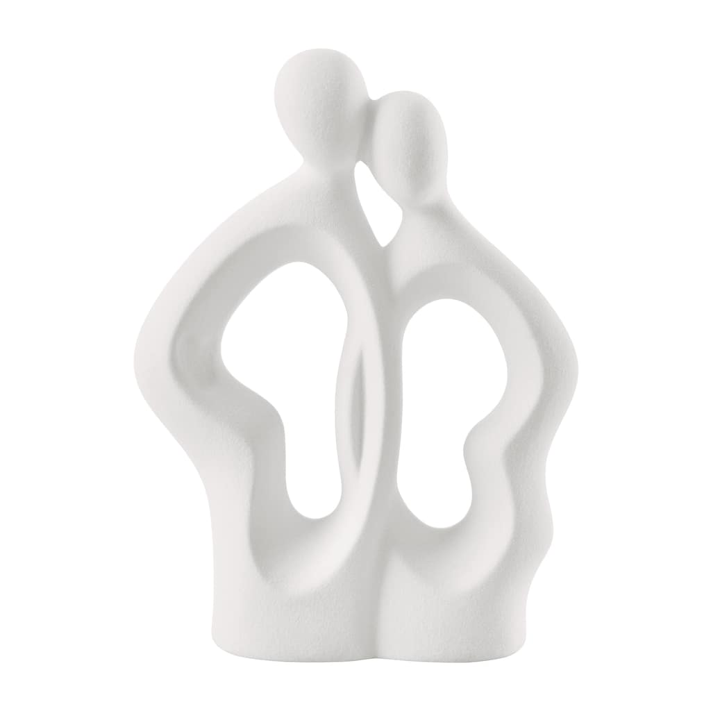 2-Piece Abstract Embrace Couple Ceramic Figurines - 10.5" - Matte White