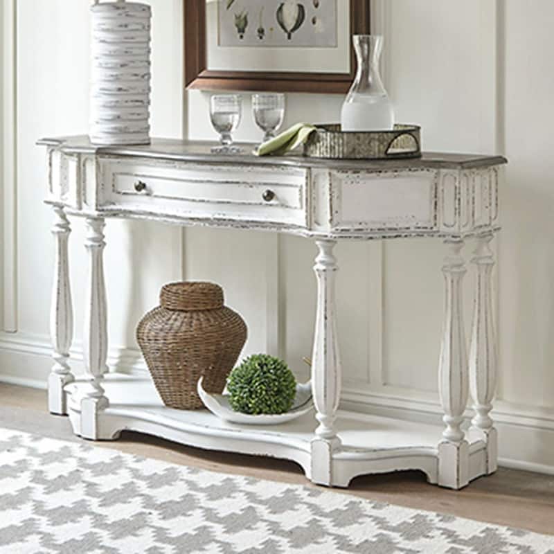 Magnolia Manor Antique White 56 Inch Hall Console Table - Antique White