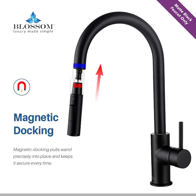 Blossom Solid Pull-Down Kitchen Faucet w/ 360 Swivel, Single Handle